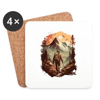 Hiking Mountain Mountains Mountaineering Climbing Nature - Coasters (set of 4) - white - Front