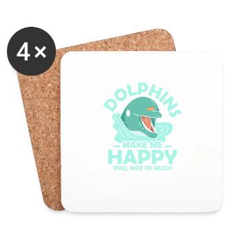 dauphins me rendent heureux vacances à la plage Biolo marin - Dessous de verre (lot de 4) - blanc - Devant