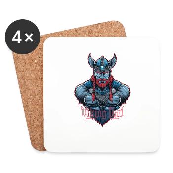 Detailed Viking Dad Norse Warrior - Coasters (set of 4) - white - Front