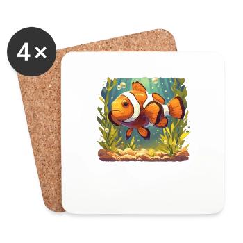 Clownfish Clownfische Clownfisch - Untersetzer (4er-Set) - Weiß - Vorne