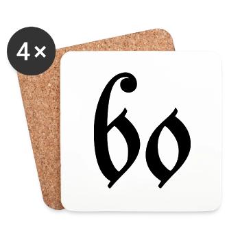 60. 60 ANS. 60e ANNIVERSAIRE. ANNIVERSAIRE 60 ANS. - Dessous de verre (lot de 4) - blanc - Devant