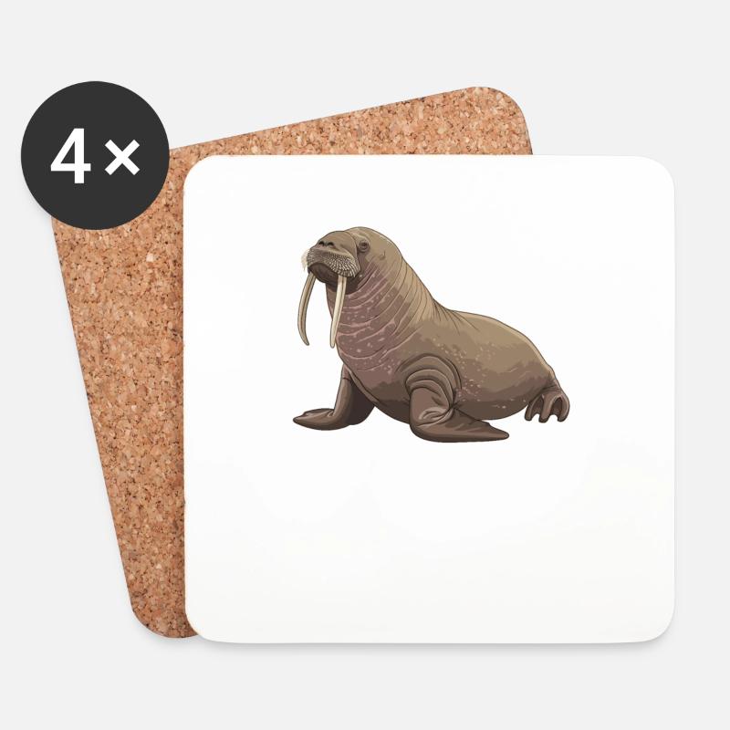 Walrus Walrosse Walross - Untersetzer (4er-Set) - Weiß