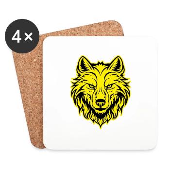 Portrait d’animal loup - Dessous de verre (lot de 4) - blanc - Devant