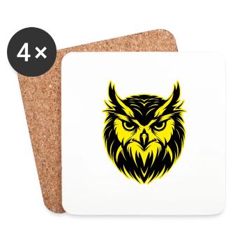 hibou portrait d’animal - Dessous de verre (lot de 4) - blanc - Devant
