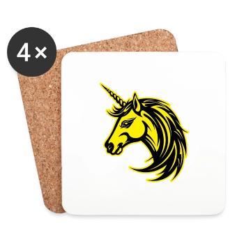 Portrait d’animal licorne - Dessous de verre (lot de 4) - blanc - Devant