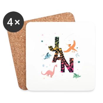 JAN - Beautiful boy name with dinosaur - Coasters (set of 4) - white - Front