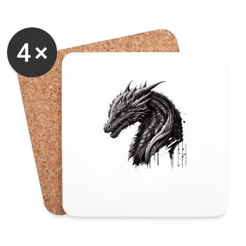 Traditioneller Japanischer Drache Der Blaue Drache - Untersetzer (4er-Set) - Weiß - Vorne