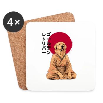 Golden Retriever Chien Zen Méditation Japon - Dessous de verre (lot de 4) - blanc - Devant