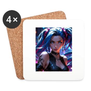 Anime-Mädchen - Untersetzer (4er-Set) - Weiß - Vorne