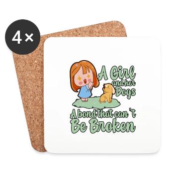 Une fille et ses chiens, un lien qui ne peut être rompu 4 - Dessous de verre (lot de 4) - blanc - Devant