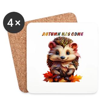 HEDGEHOG AUTUMN HAS COME - Coasters (set of 4) - white - Front