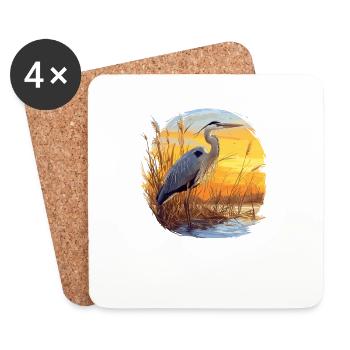 Heron Reiher - Untersetzer (4er-Set) - Weiß - Vorne