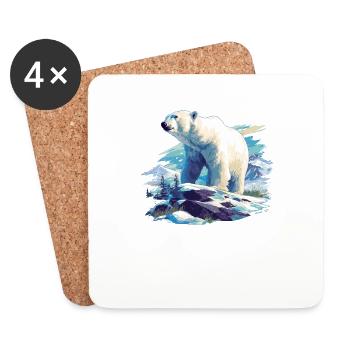 Polar Bear Eisbären Eisbär - Untersetzer (4er-Set) - Weiß - Vorne