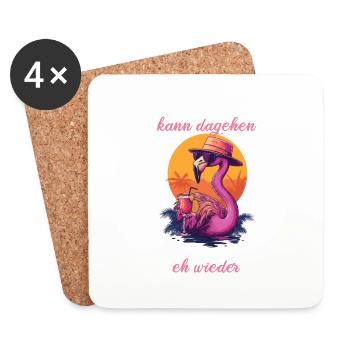 Flamingo Bin da kann Losgehen Es Eskaliert Eh - Untersetzer (4er-Set) - Weiß - Vorne