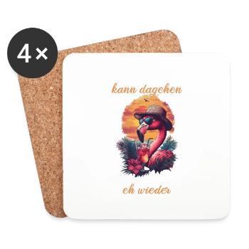 Flamingo Bin Los kann Dagehen Es Eskaliert Eh - Untersetzer (4er-Set) - Weiß - Vorne