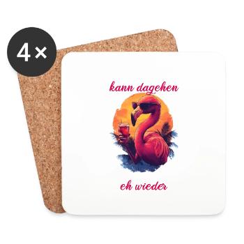 Flamingo Bin da kann Losgehen Es Eskaliert Eh - Untersetzer (4er-Set) - Weiß - Vorne