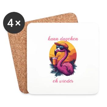 Flamingo Bin Los kann Dagehen Es Eskaliert Eh - Untersetzer (4er-Set) - Weiß - Vorne