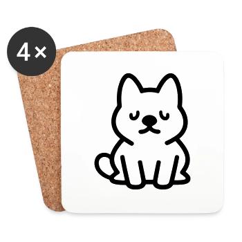 Hund - Untersetzer (4er-Set) - Weiß - Vorne