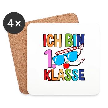 Erste Klasse Schulkind Schulbeginn Einschulung - Untersetzer (4er-Set) - Weiß - Vorne