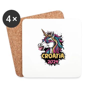 Croatie 2024 Licorne - Dessous de verre (lot de 4) - blanc - Devant