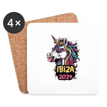 Ibiza 2024 Einhorn - Untersetzer (4er-Set) - Weiß - Vorne