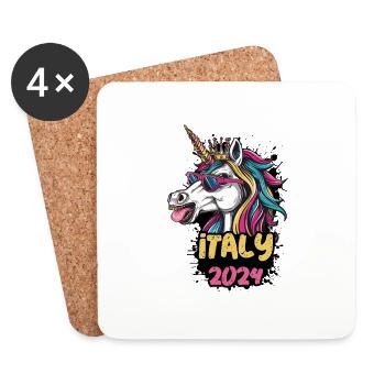 Italie 2024 Licorne - Dessous de verre (lot de 4) - blanc - Devant