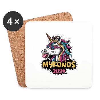 Mykonos 2024 Licorne - Dessous de verre (lot de 4) - blanc - Devant