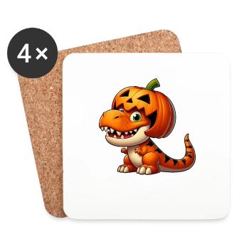 Funny Halloween T-Rex Dinosaur Comic - Coasters (set of 4) - white - Front