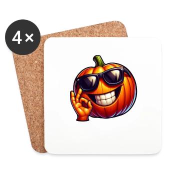 Cool Halloween pumpkin with sunglasses - Coasters (set of 4) - white - Front