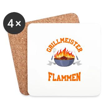 Grillmeister Herscher sur la braise griller la grille du barbecue - Dessous de verre (lot de 4) - blanc - Devant