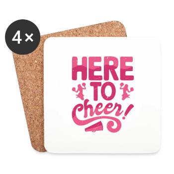 Ici pour encourager la pom-pom girl pom-pom girl - Dessous de verre (lot de 4) - blanc - Devant