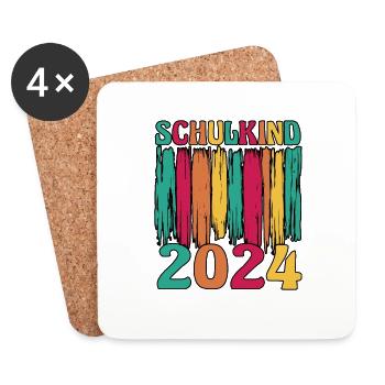 1. Klasse Schulkind Schulanfang Einschulung - Untersetzer (4er-Set) - Weiß - Vorne