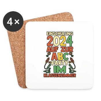 1st Grade Schoolchild Back to School Enrollment - Coasters (set of 4) - white - Front