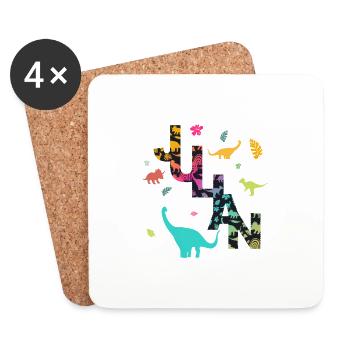 JULIAN - Beautiful boy name with dinosaur - Coasters (set of 4) - white - Front