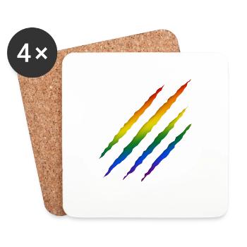 Regenbogen LGBT - Untersetzer (4er-Set) - Weiß - Vorne