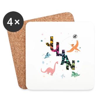JULIAN - Beautiful boy name with dinosaur - Coasters (set of 4) - white - Front