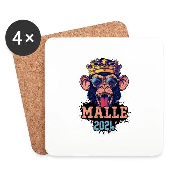 Malle 2024 Singe de fête - Dessous de verre (lot de 4) - blanc - Devant