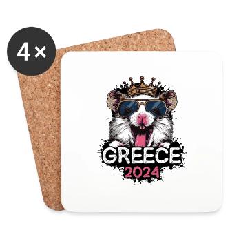 Greece 2024 Party Hamster - Coasters (set of 4) - white - Front