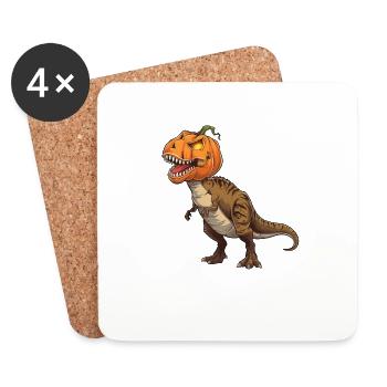Drôle Halloween T-Rex Dinosaure Bande dessinée - Dessous de verre (lot de 4) - blanc - Devant