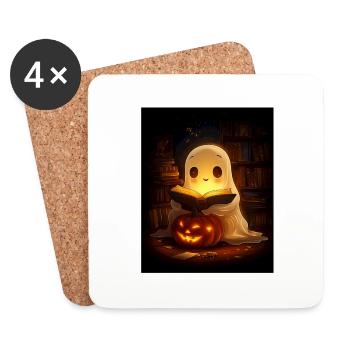 Cadeau d’Halloween Femmes Hommes Enfants Décoration - Dessous de verre (lot de 4) - blanc - Devant