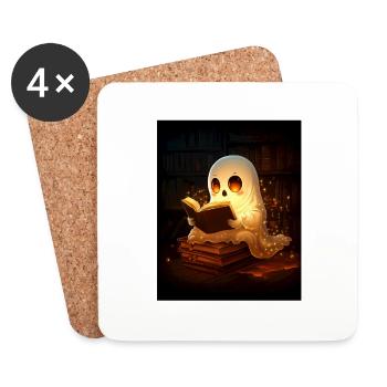 Cadeau d’Halloween Femmes Hommes Enfants Décoration - Dessous de verre (lot de 4) - blanc - Devant