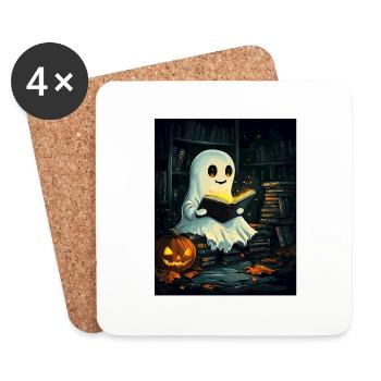 Cadeau d’Halloween Femmes Hommes Enfants Décoration - Dessous de verre (lot de 4) - blanc - Devant