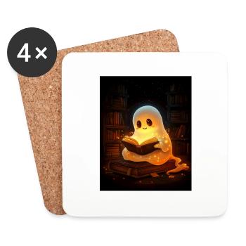 Cadeau d’Halloween Femmes Hommes Enfants Décoration - Dessous de verre (lot de 4) - blanc - Devant