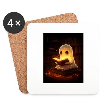 Cadeau d’Halloween Femmes Hommes Enfants Décoration - Dessous de verre (lot de 4) - blanc - Devant