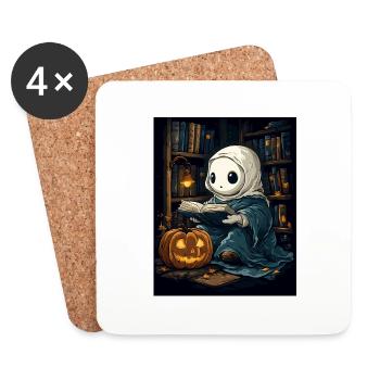 Cadeau d’Halloween Femmes Hommes Enfants Décoration - Dessous de verre (lot de 4) - blanc - Devant