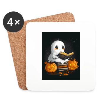 Cadeau d’Halloween Femmes Hommes Enfants Décoration - Dessous de verre (lot de 4) - blanc - Devant