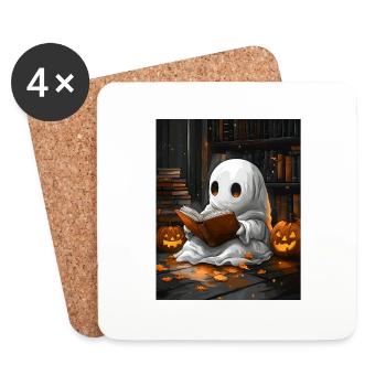 Cadeau d’Halloween Femmes Hommes Enfants Décoration - Dessous de verre (lot de 4) - blanc - Devant
