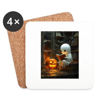 Cadeau d’Halloween Femmes Hommes Enfants Décoration - Dessous de verre (lot de 4) - blanc - Devant