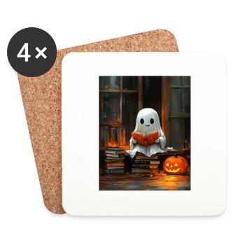 Cadeau d’Halloween Femmes Hommes Enfants Décoration - Dessous de verre (lot de 4) - blanc - Devant