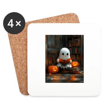 Cadeau d’Halloween Femmes Hommes Enfants Décoration - Dessous de verre (lot de 4) - blanc - Devant